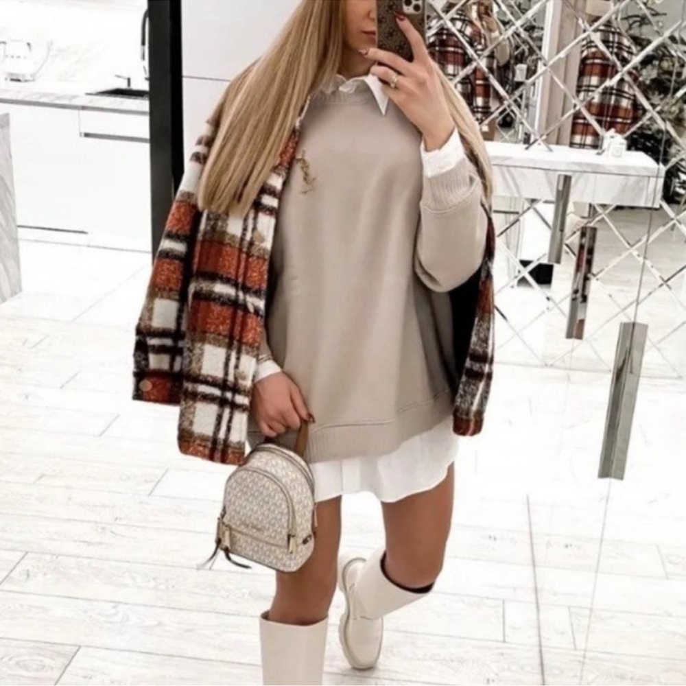 Zara Plaid Brushed Flannel Heavyweight Shacket Jacket Women’s Small - Picture 5 of 16